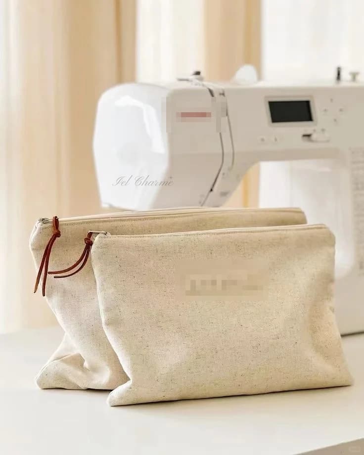 Trousse en lin, fermeture zip